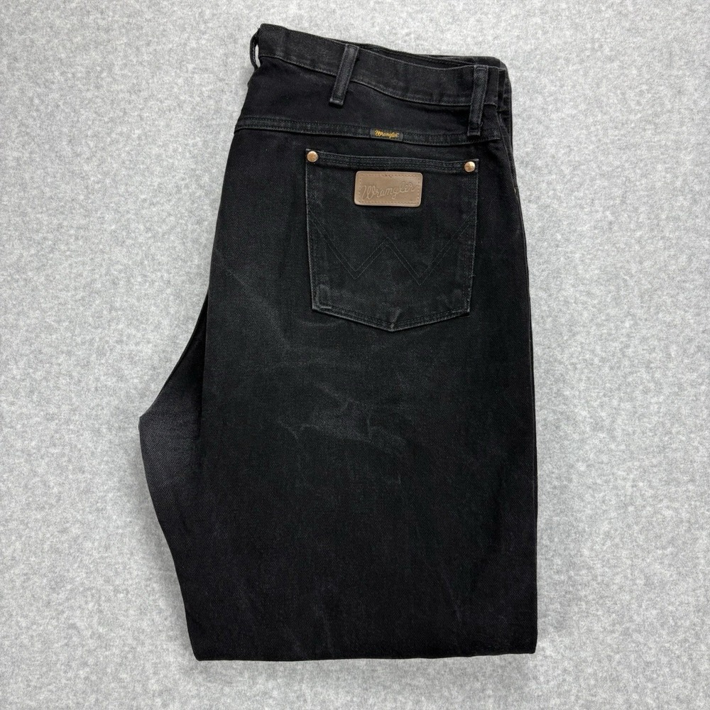 Wrangler Denim Jeans Mens 40x32 Black Faded Cowboy Western Workwear Rugged Denim
